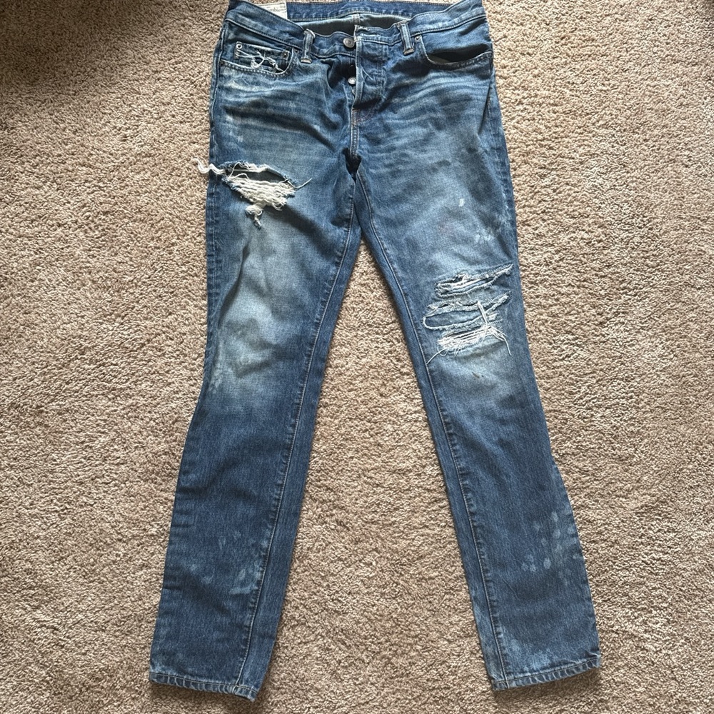 Abercrombie & Fitch Distressed Blue Slim Jeans
